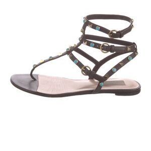 Valentino Garavani Black and Blue Gladiator Sandals